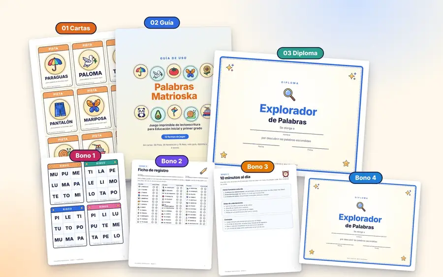 Todo lo que recibes: cartas, guía de uso, diploma y 4 bonos