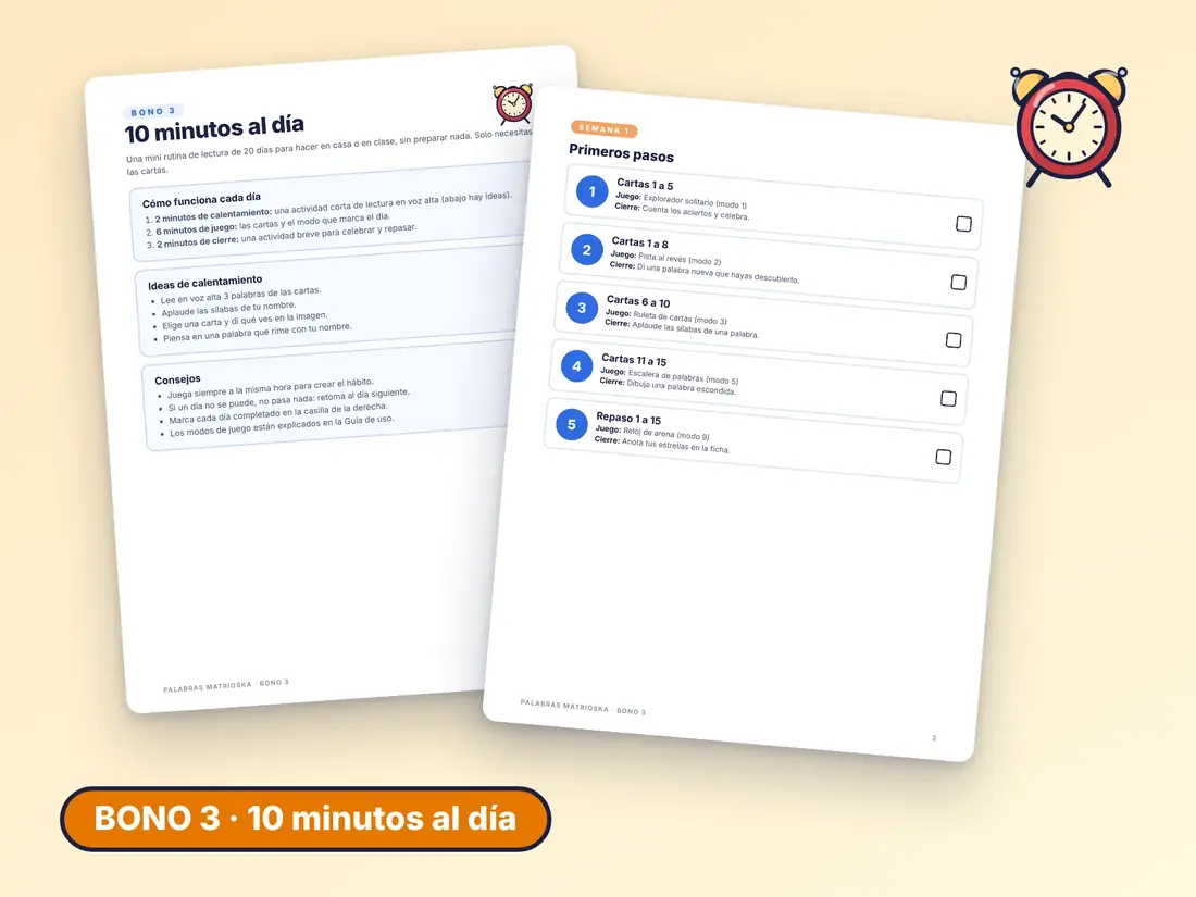 Bono 3: guía de lectura de 10 minutos al día
