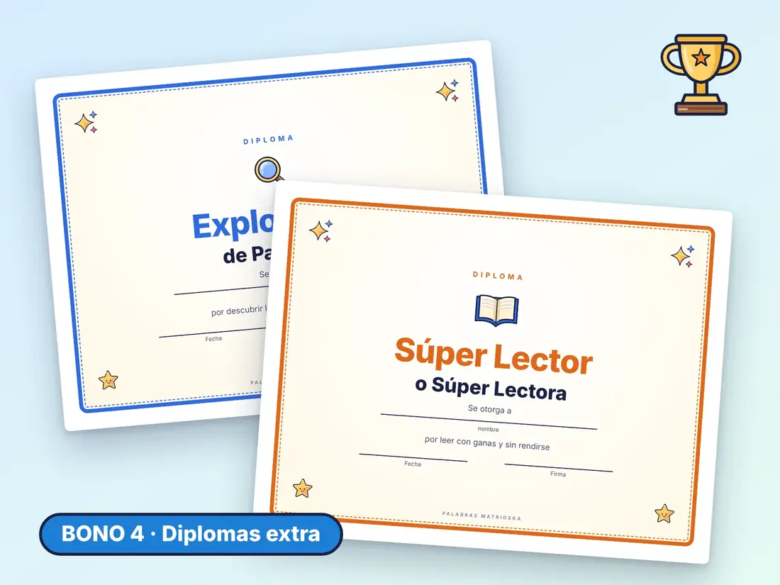 Bono 4: diplomas de Explorador de Palabras
